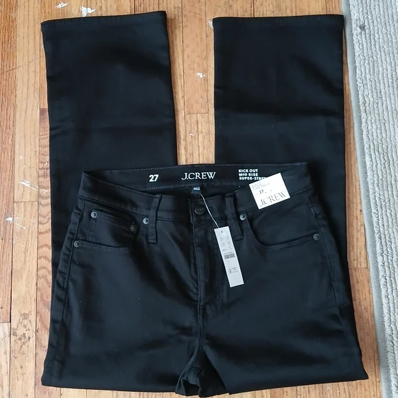 J.Crew Kick Out, Mid-rise, Super-stretch Jeans, Black Size 27 - Picture 1 of 8